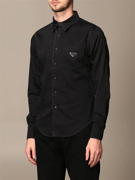 prada milano black shirt|prada black shirt long sleeve.